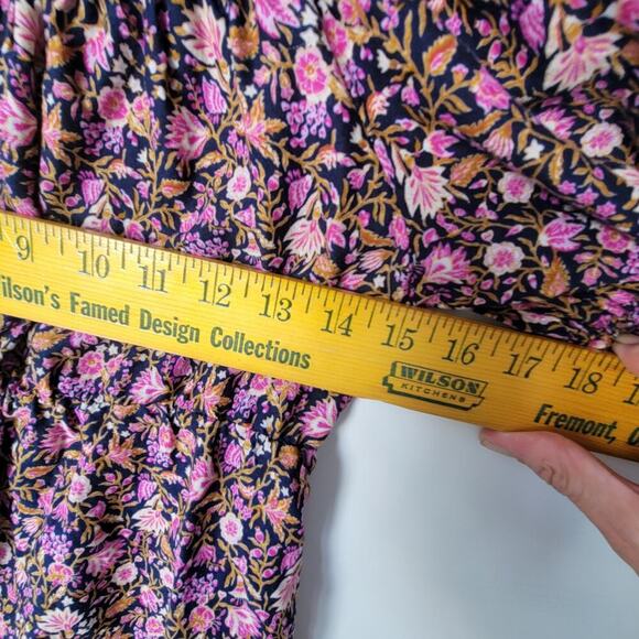 Old Navy Pink Floral Peasant Top Shirt Blouse Sz Medium Stretchy Light - Picture 5 of 8